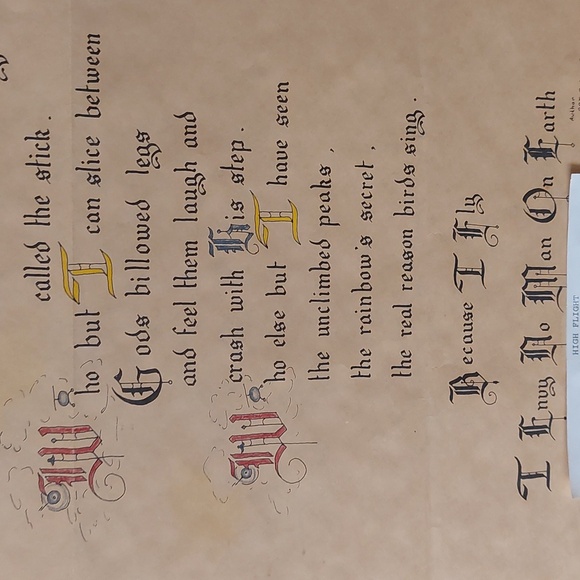 Handcrafted Art and Calligraphy Entitled "Because I Fly" - Picture 3 of 10